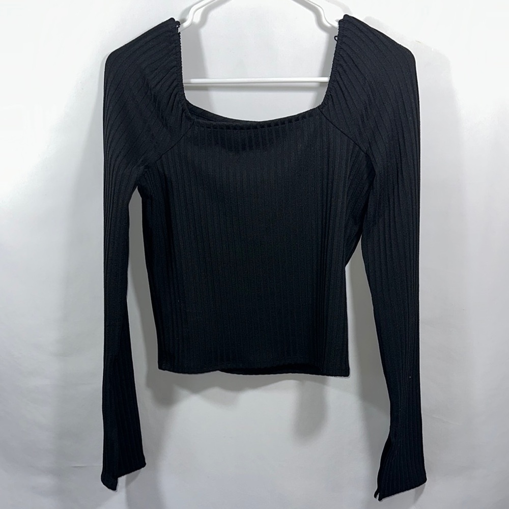 NWT Madewell Black Ribbed Top Medium